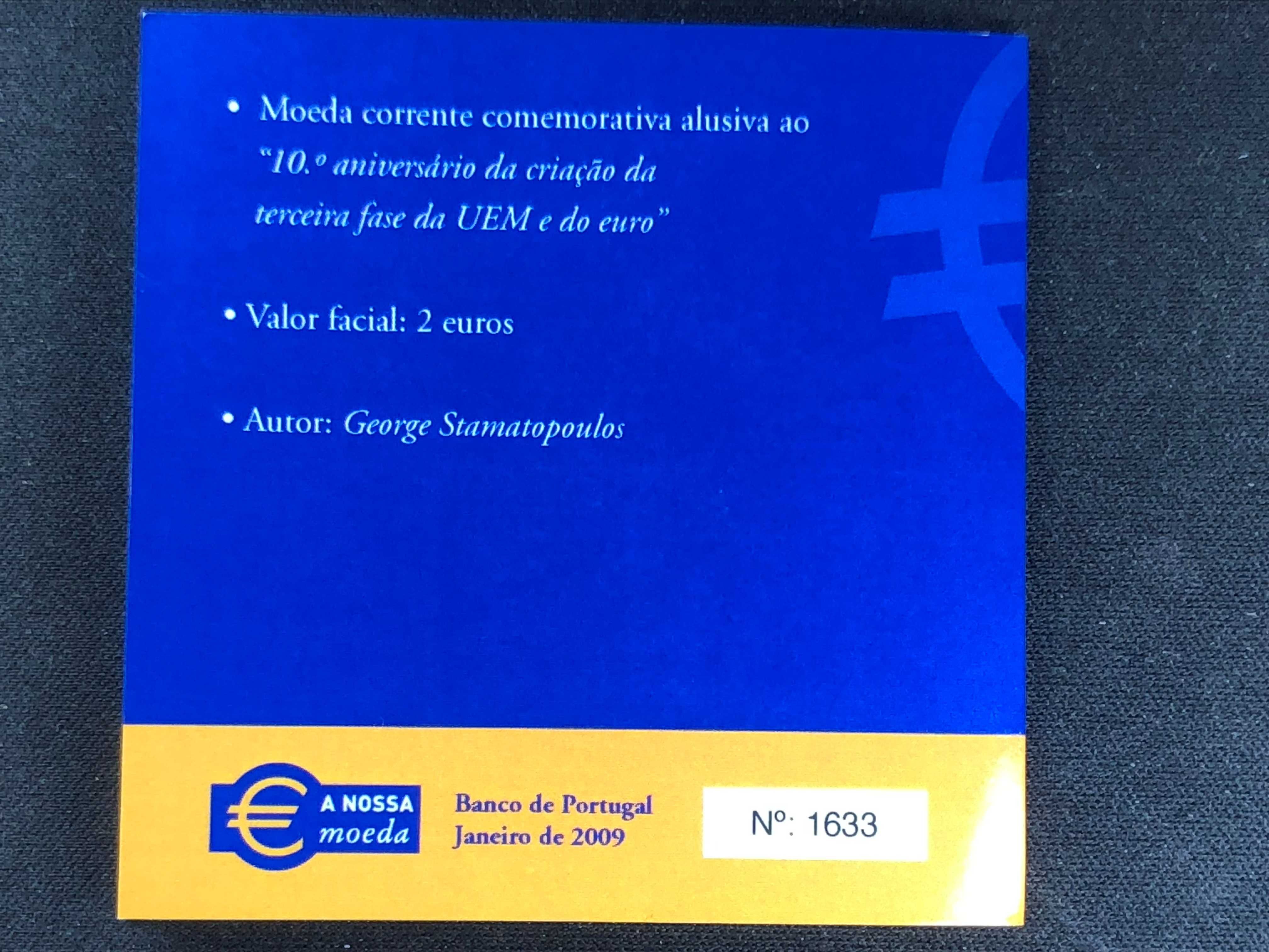 2€ 2009 Estojo 10 Anos União Monetária - Emissão do Banco de Portugal