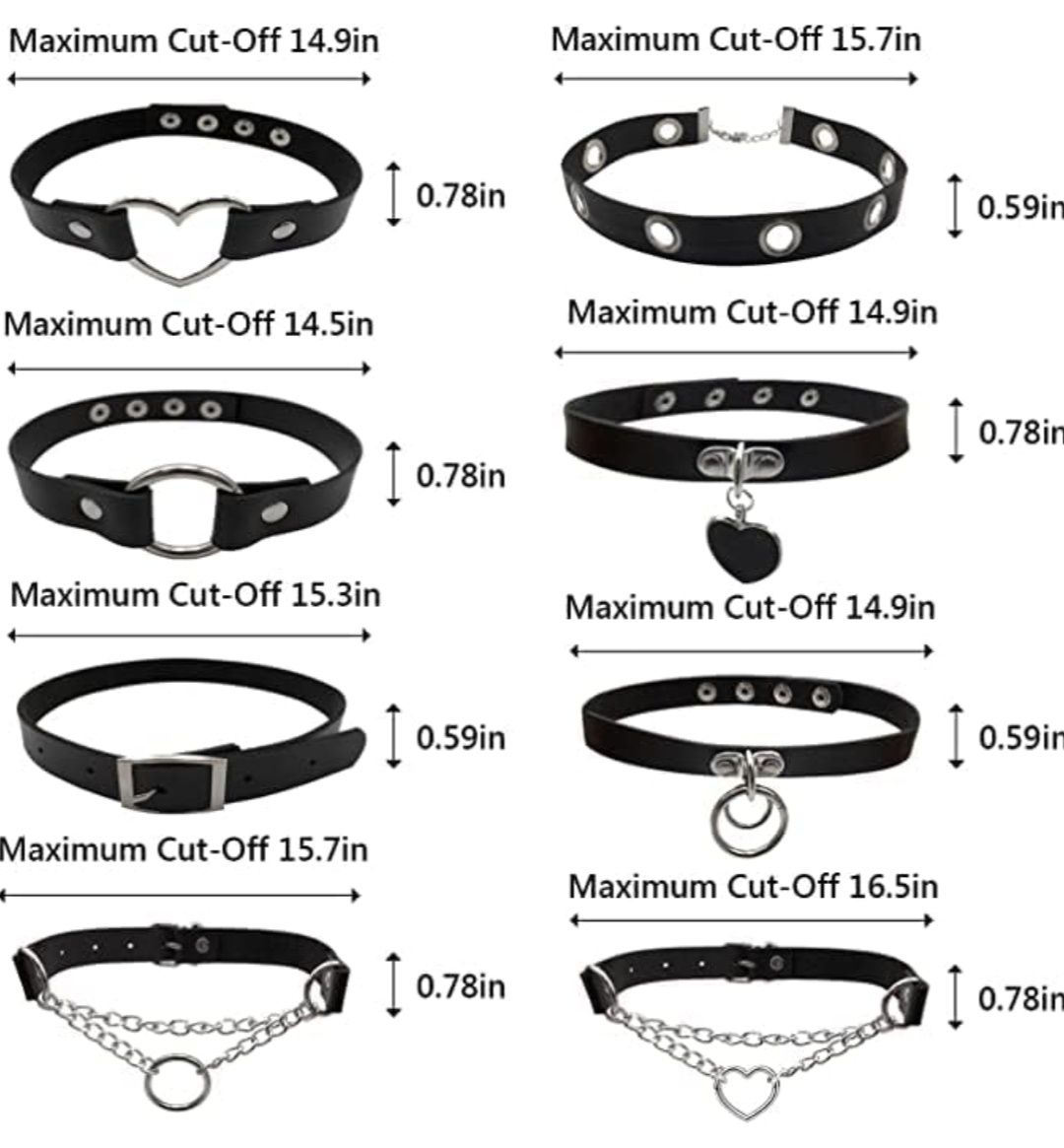 Naszyjnik Choker obroża Gothic Punk Rock Metal Skóra zestaw 8 szt