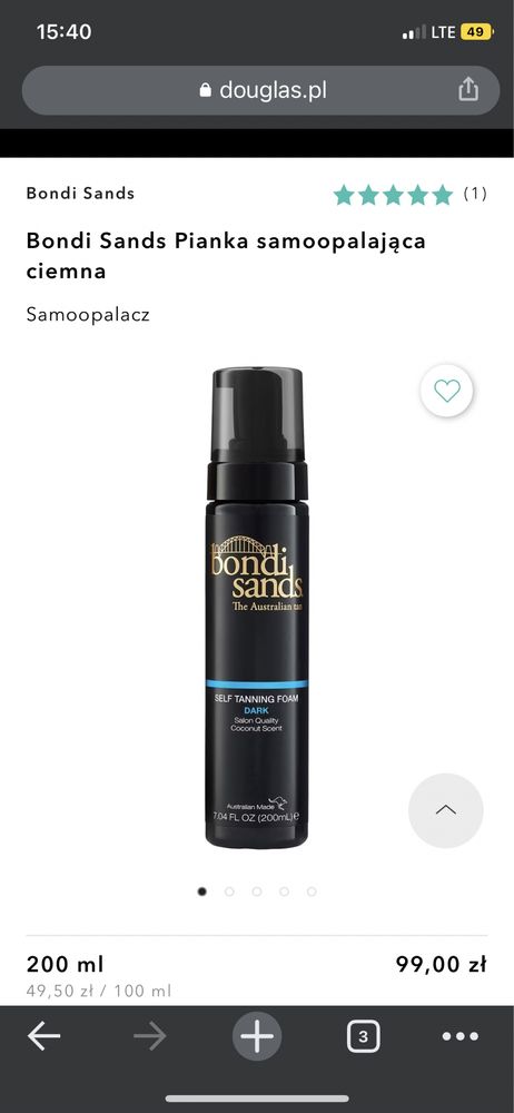 Bondi Sands Piania brązująca dark samoopalacz