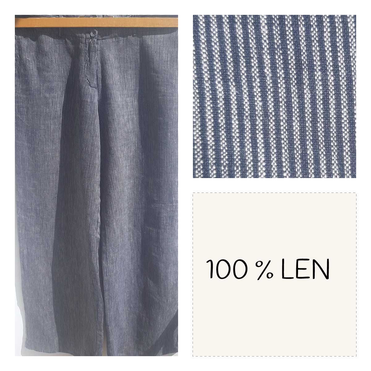Lniane 100% len spodnie damskie z szerokimi prostymi nogawkami r.38