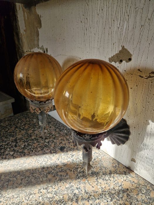 Apliques de parede com bolas de vidro anos 60/70