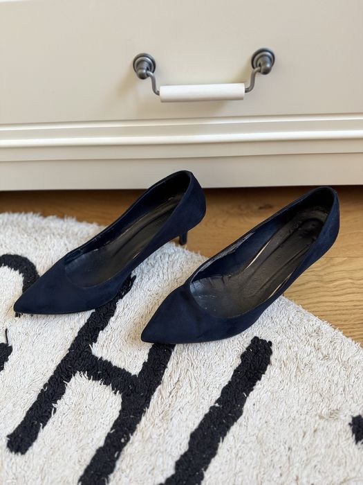 Prima Moda granatowe szpilki 36 zamszowe