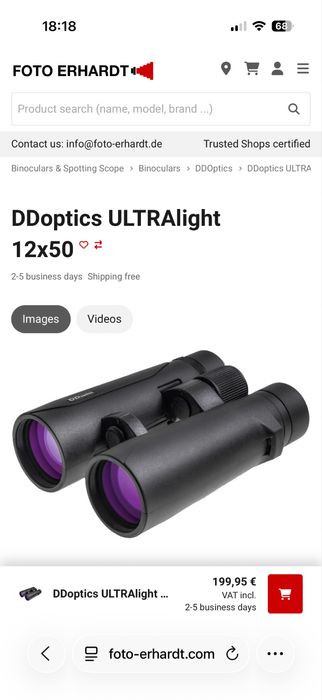 DDoptics ULTRAlight 12x50 86m/1000m