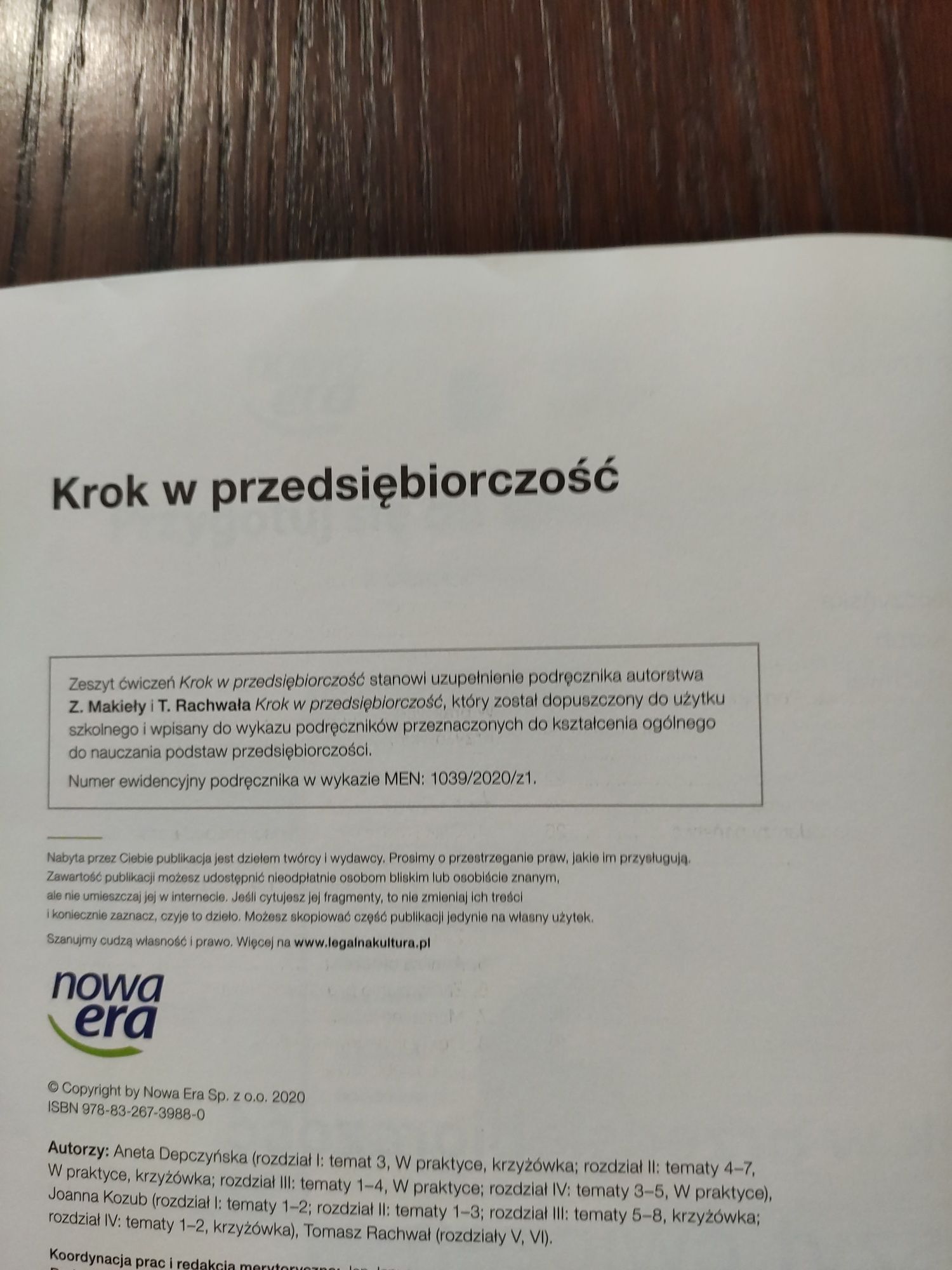 Krok w przedsiębiorczość Zeszyt Ćwiczeń