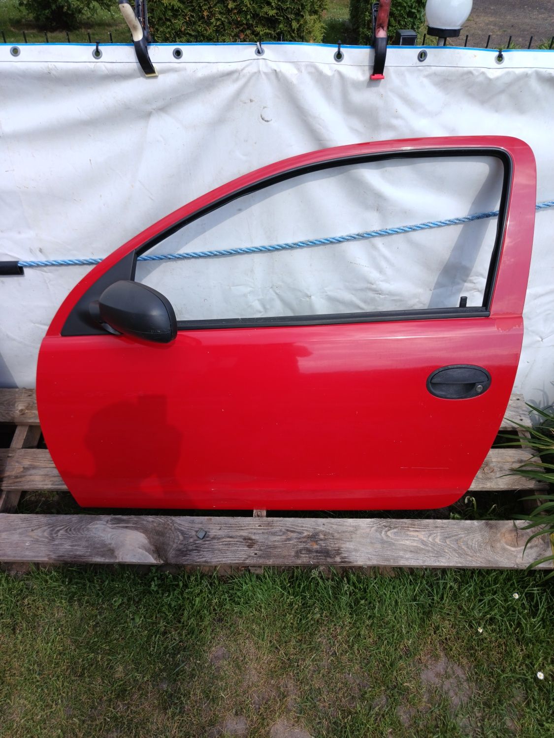 Drzwi Lewe Opel Corsa C 05r Z547 Czerwone Kompletne Tanio