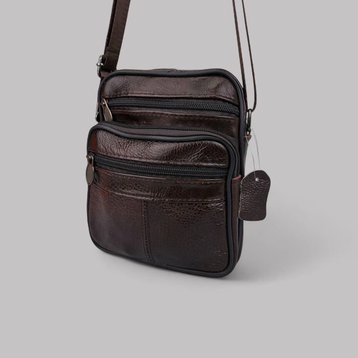 Сумка чоловіча шкіряна мужская кожаная через плече коричневая барсетка