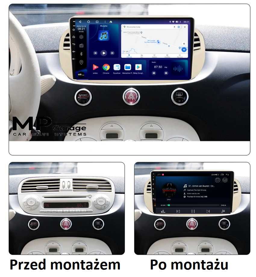 CarPlay FIAT 500 Nawigacja Android Qled LTE AndroidAuto 4G DSP