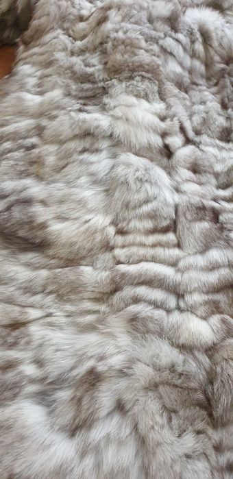 Przepiękny długi srebrny lis z kapturem