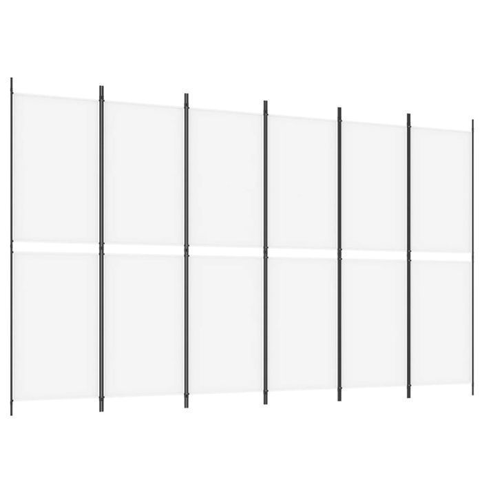 vidaXL Parawan 6-panelowy, biały, 300 x 180 cm, tkanina