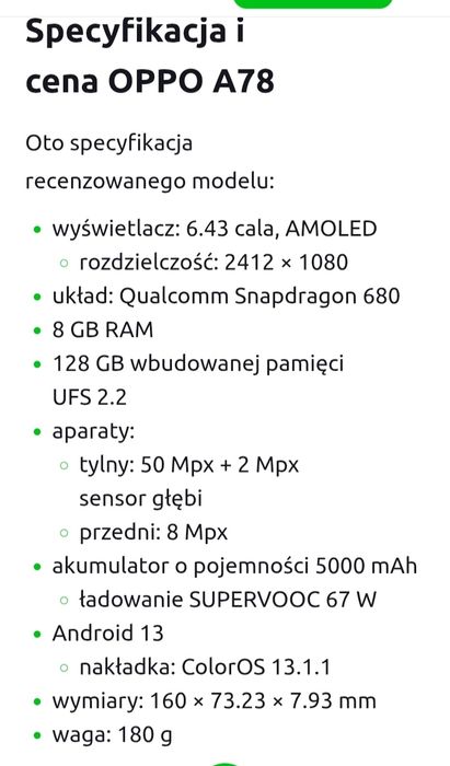 OKAZJA!!! Oppo A78 ( na gwarancji)