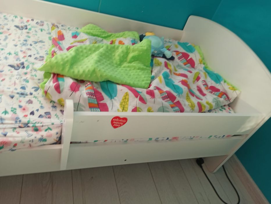 Łóżko dziecięce pojedyńcze LUK 160x80 z barierką z grafiką