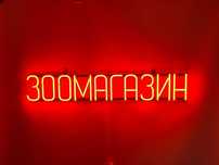 Неонова вивіска "Зоомагазин" помаранчева, 792*128 мм, світлодіодна