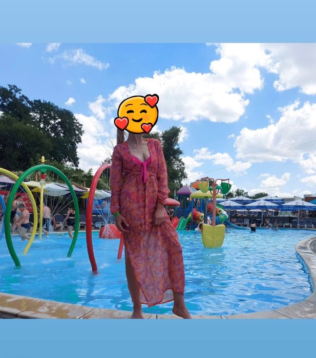 Пляжна туніка з тропічним принтом