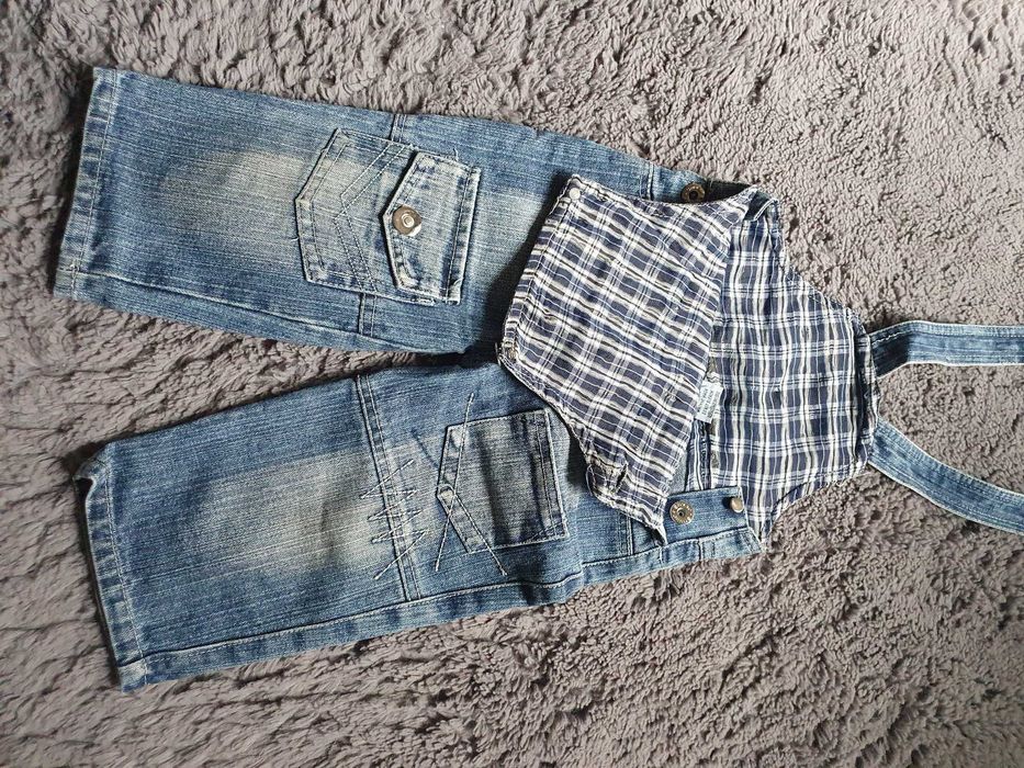 Spodenki jeansowe ogrodniczki rozm.74cm