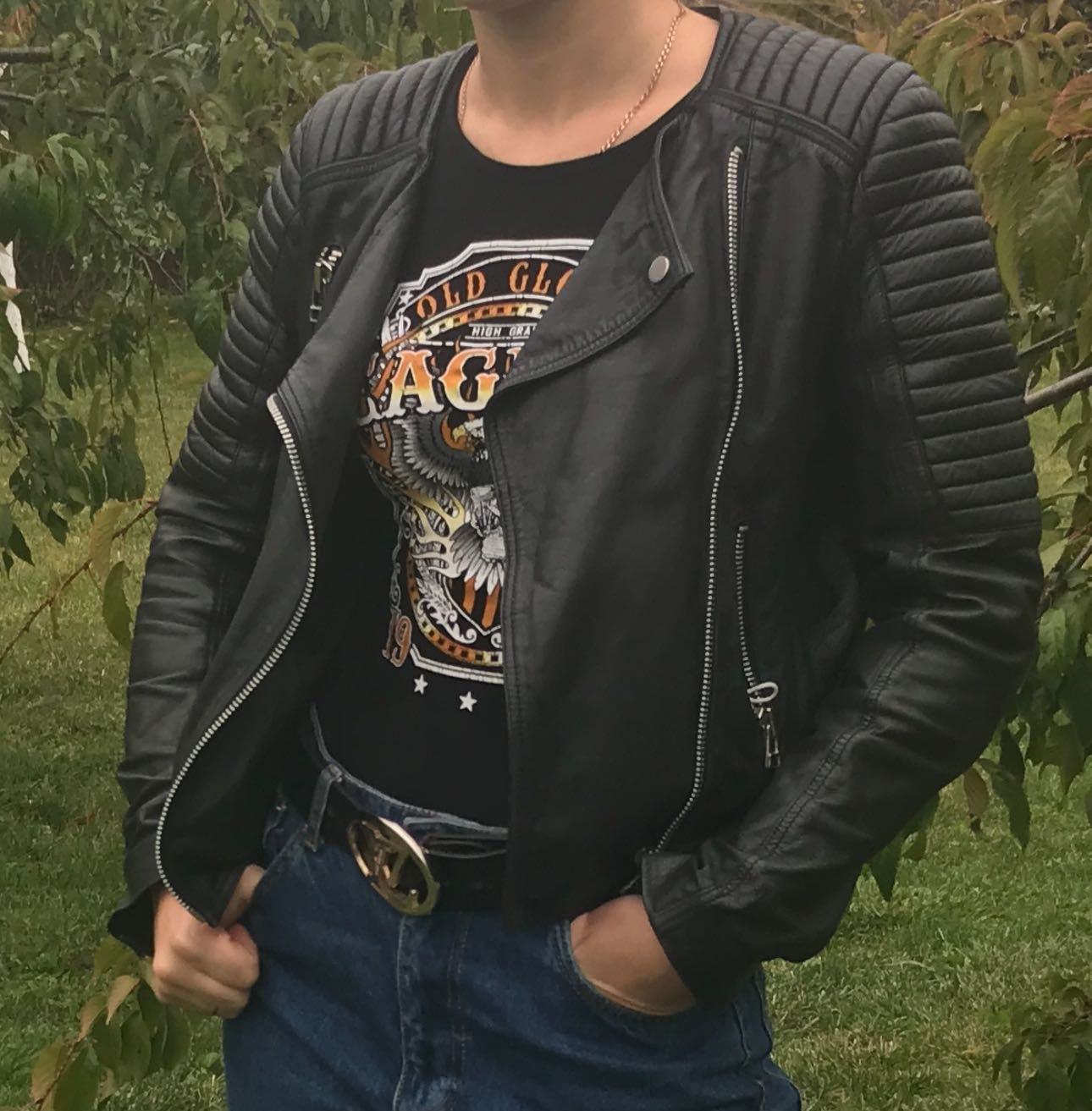 Байкерська шкіряна куртка косуха mango genuine leather  biker унісекс