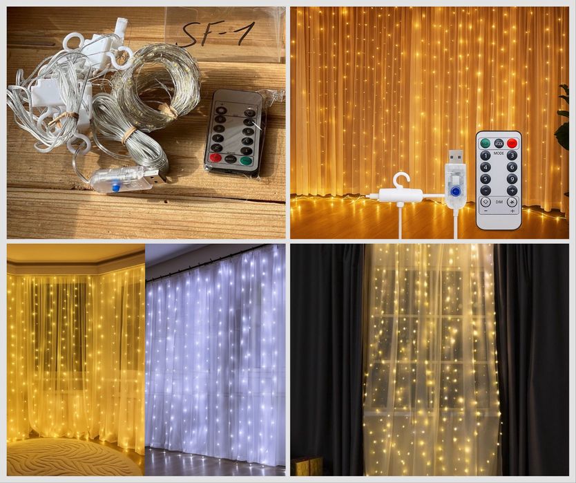 Гірлянда штора usb 3*3, гирлянда штора usb, гирлянда штора з пультом