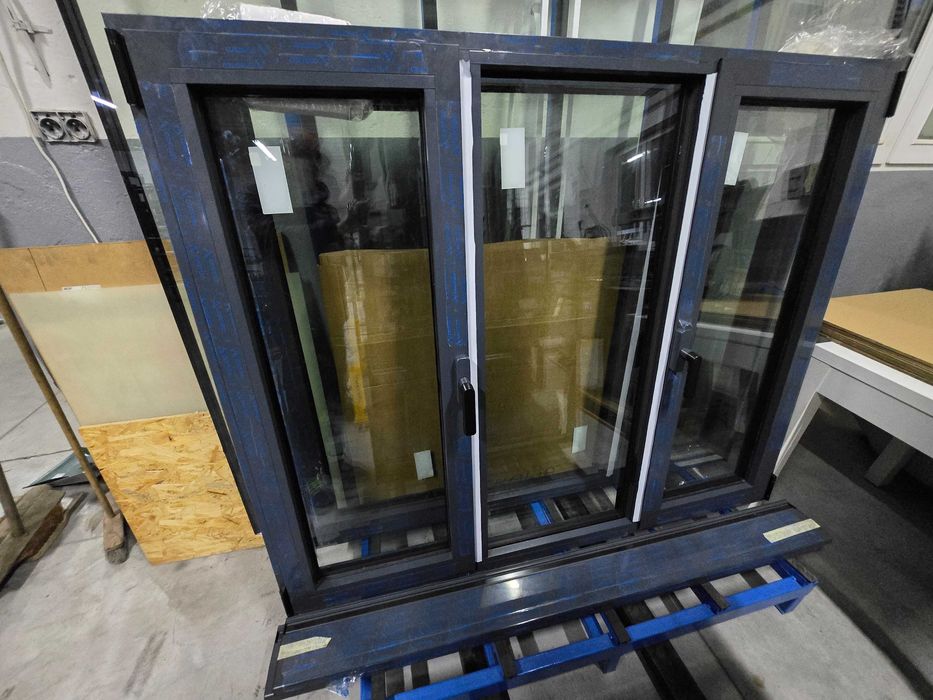 NOWE okno ALUMINIOWE 132 x 162 kolor antracyt 7016 Cortizo i 125 x 265