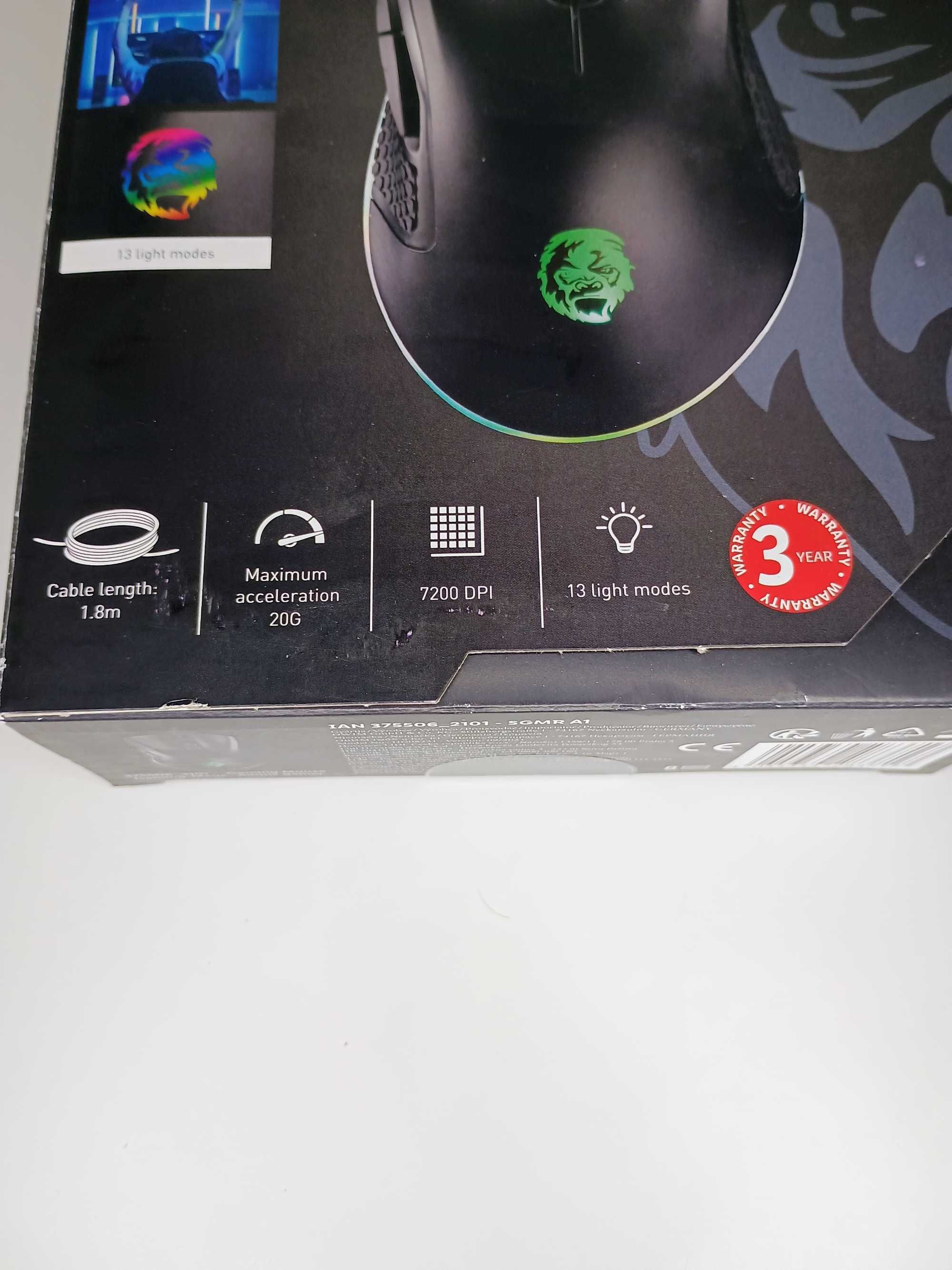Myszka Gamingowa SilverCrest z Sensorem Laserowym i Podświetleniem LED