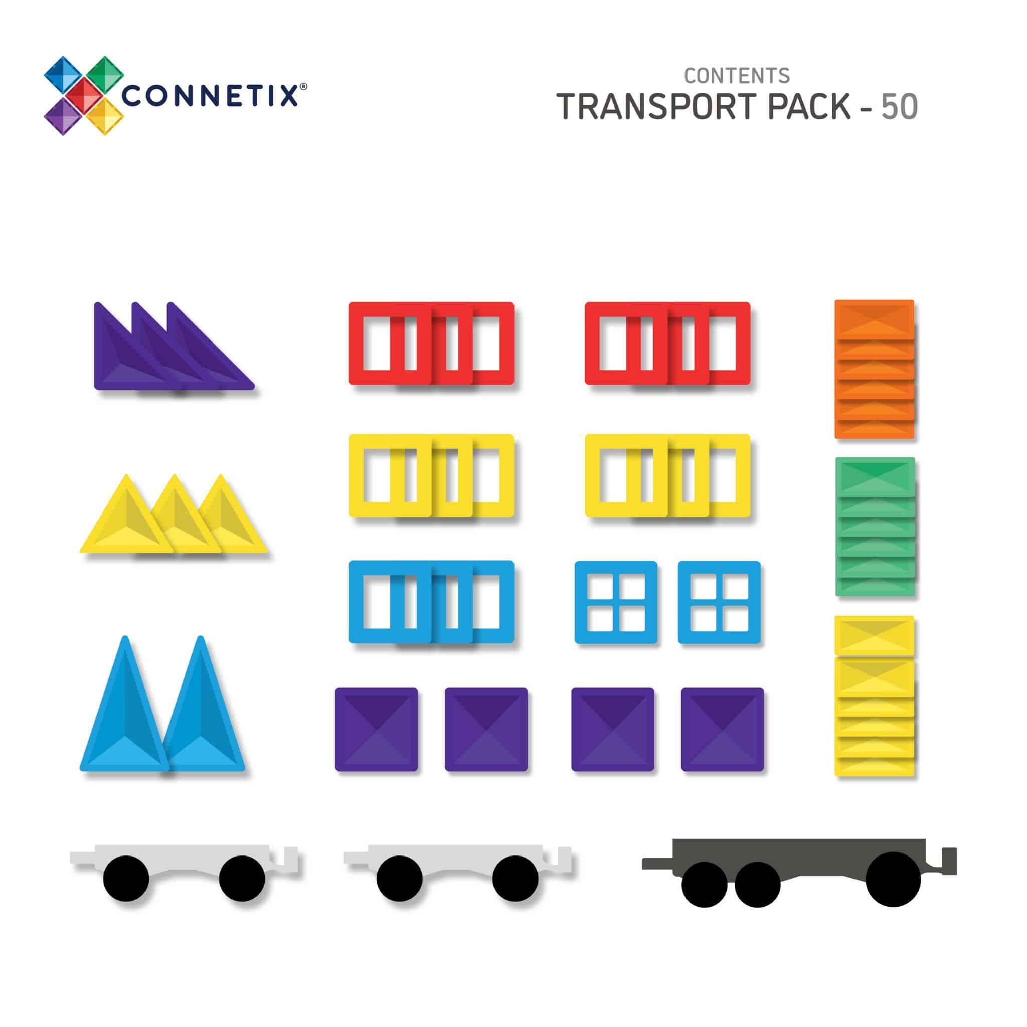 Connetix - Klocki magnetyczne Rainbow Transport Pack - 50 el.
