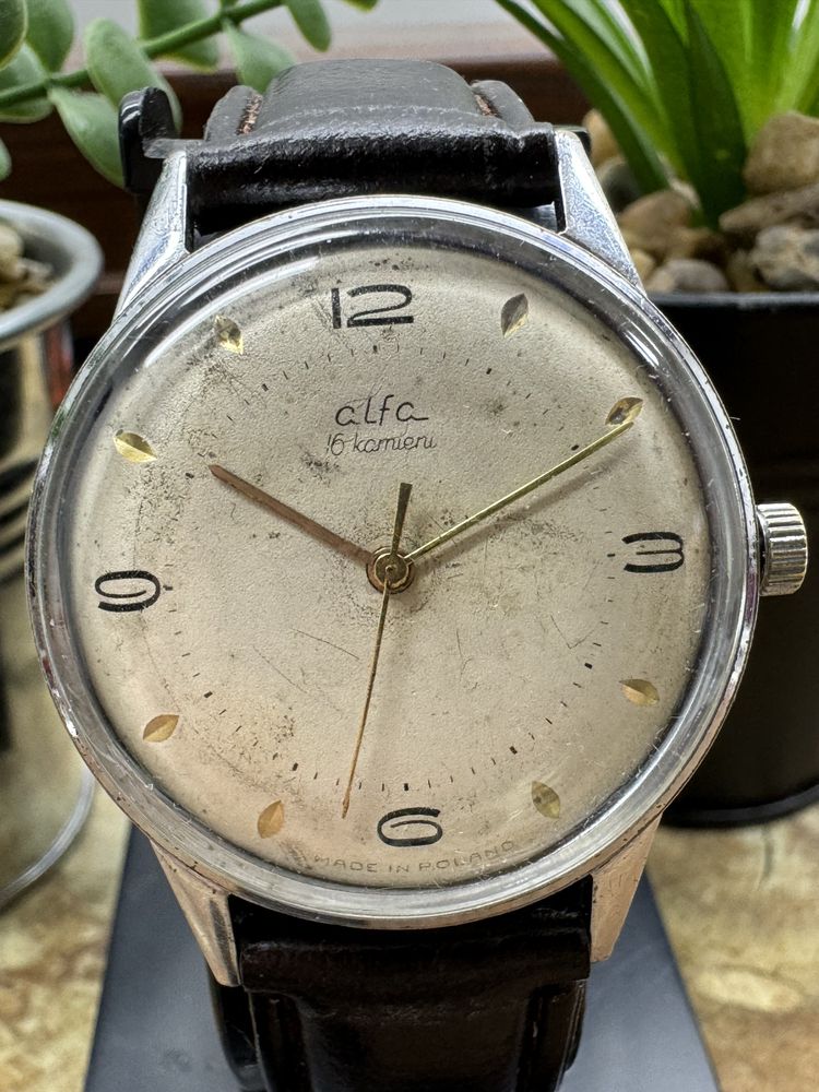 Stary męski zegarek Alfa 16 kamieni