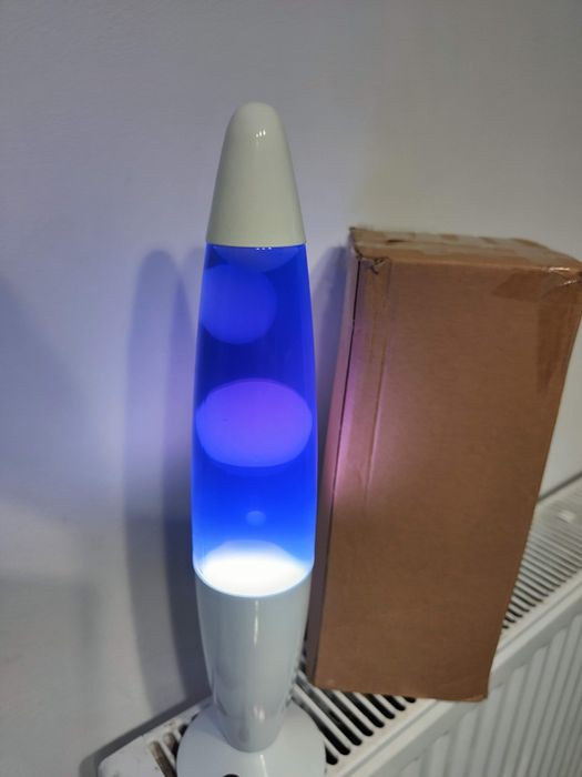 Lampa lawa biało niebieska