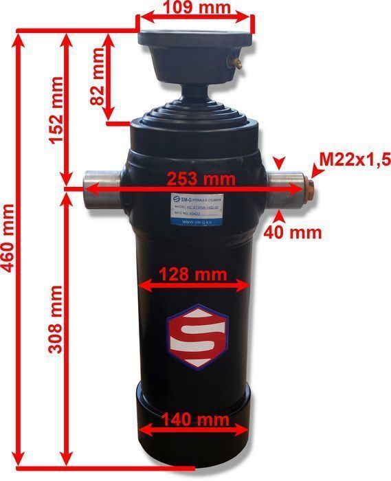 Siłownik TELESKOP 1432mm 12T Przyczep WYWRÓT 3STR+MOCOWANIA [7392]