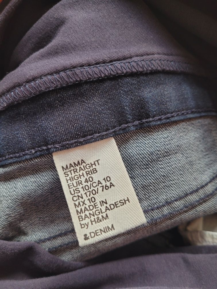 Jeansy proste granatowe denim h&m mama L 40 spodnie ciążowe ciężarnej