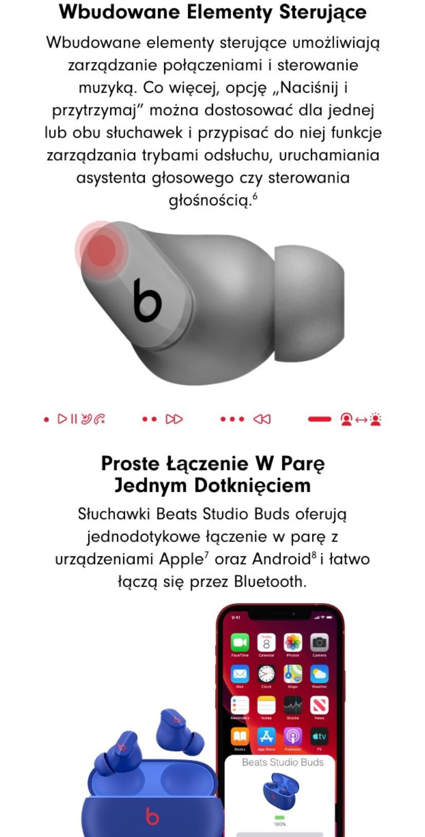 Świetne Słuchawki Apple Beats Studio Buds, 1 rok Gwarancji