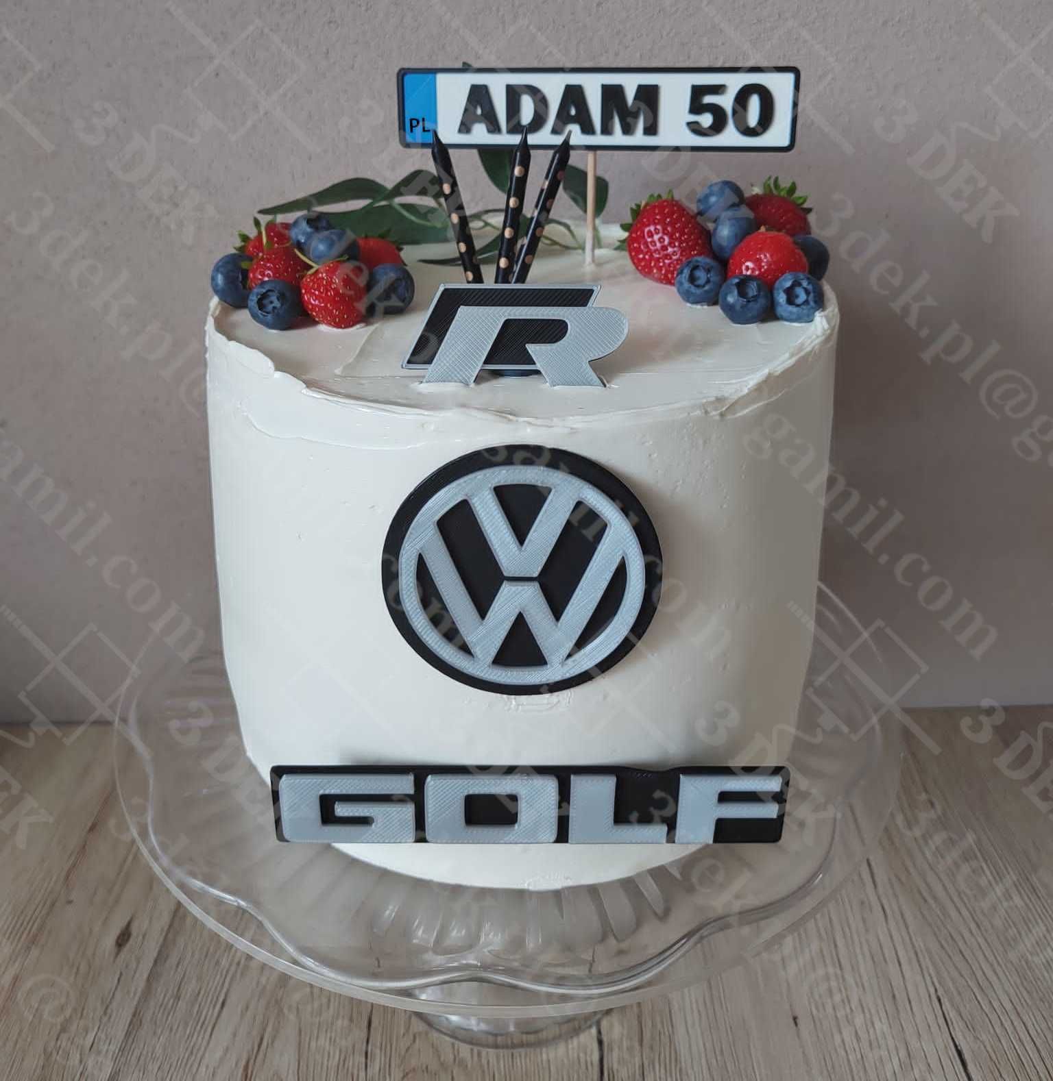 Dekoracje na tort dla fana marki Volkswagen. GOLF R !!