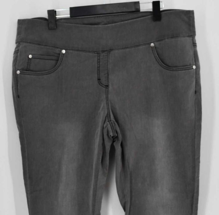 Elastyczne jeansy na gumce Bonprix 52 proste nogawki plus size szare