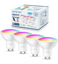 4 szt Anwio Inteligentne żarówki LED GU10, Wi-Fi, RGB