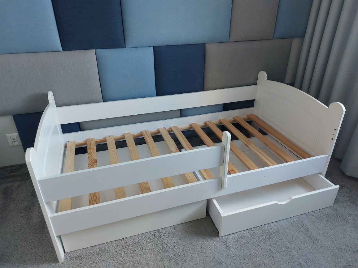 Łóżko Junior dla Dzieci 170x85cm Białe z Szufladami