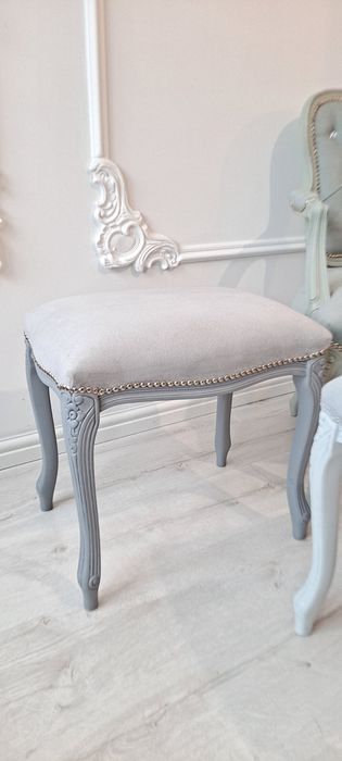 Stylowa pufa podnóżek stołek popiel Ludwik Ludwikowski Shabby Chic