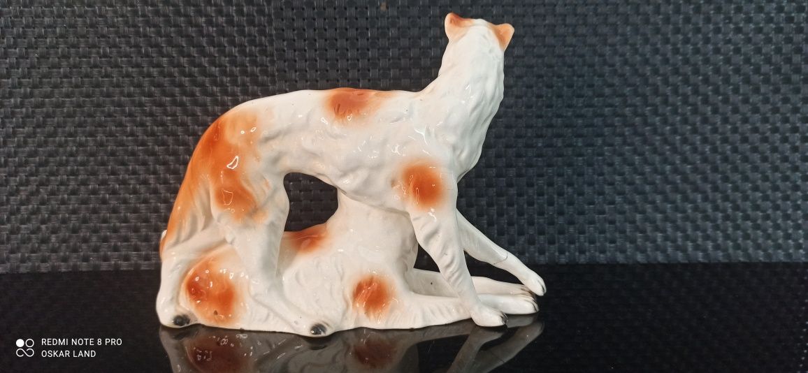 Porcelana Sitzendorf Figurka Chart Rosyjski Borzoj ( Borzoi) Piękna