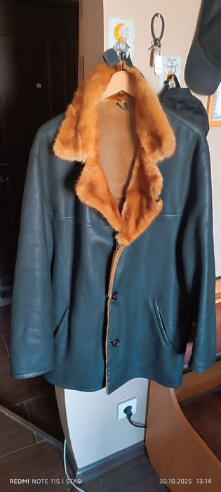 Натуральна шкіра, натуральне хутро Лисиці , чоловіча куртка