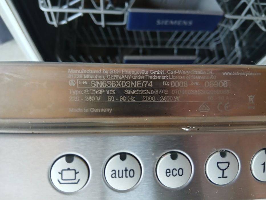 Zmywarka siemens uszkodzona SN636X03NE/74