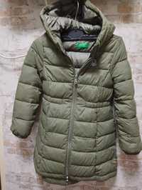 Демисезонная курточка-плащ на девочку оливкового цвета BENETTON р.120