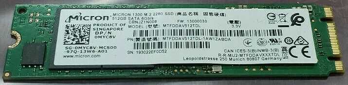 SSD Micron 1300 /2300 512GB M.2 2280 NVMe/Samsung PM9A1 512Gb NVMe