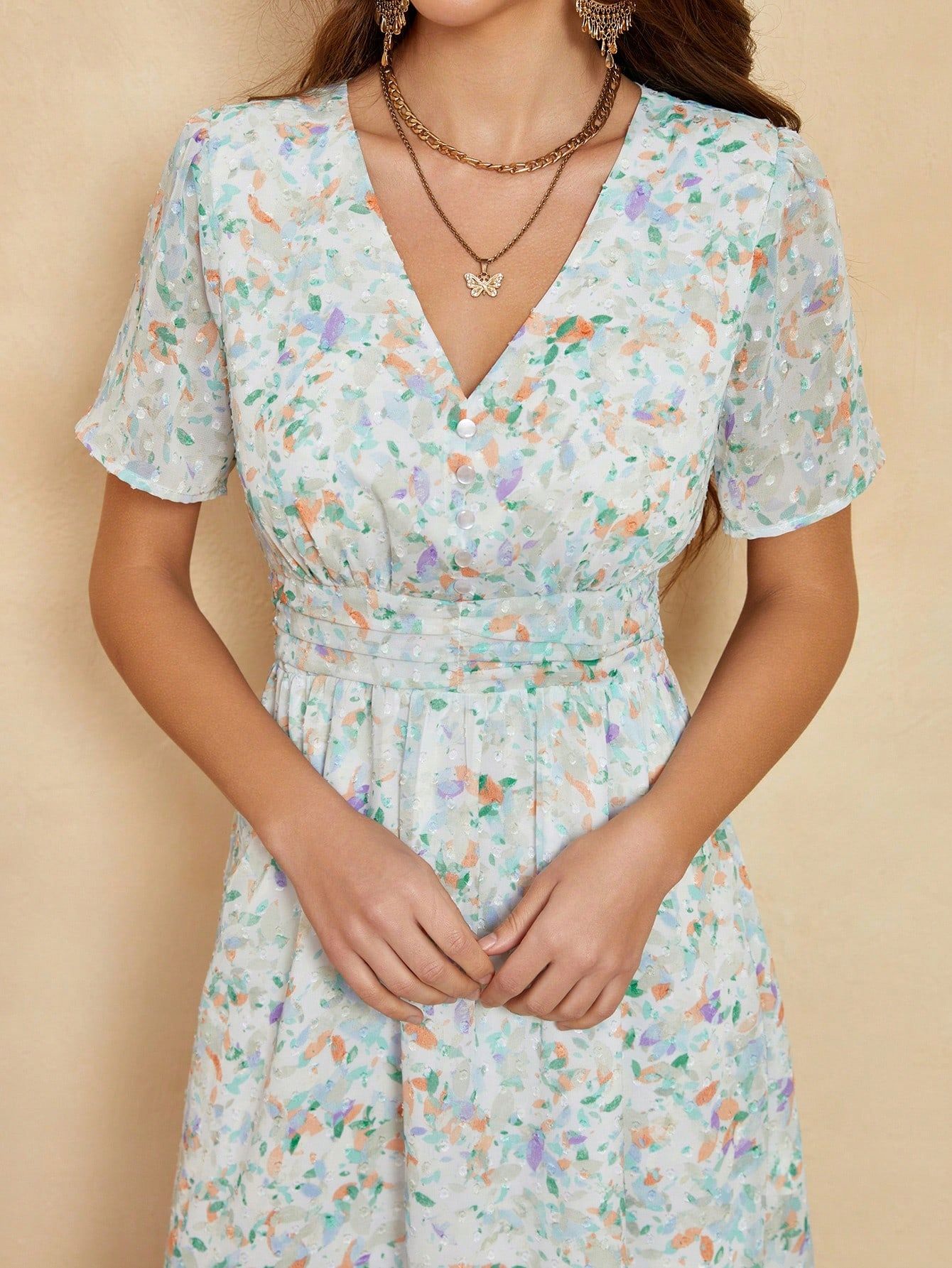 Sukienka Letnia Boho Wzorzysta Rozklsozowana Plumeti Midi Anany L 40