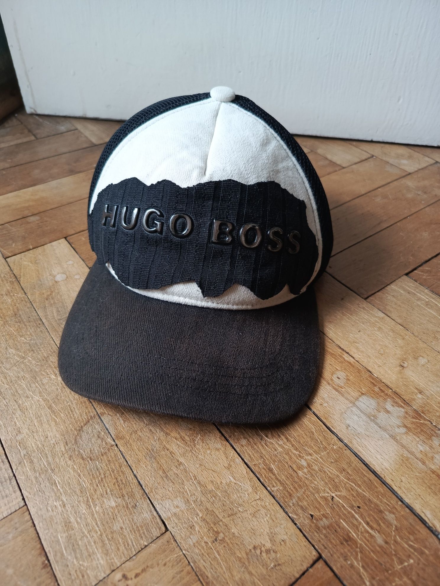 Washed czapka tirówka z daszkiem Hugo boss diy Custom patchwork