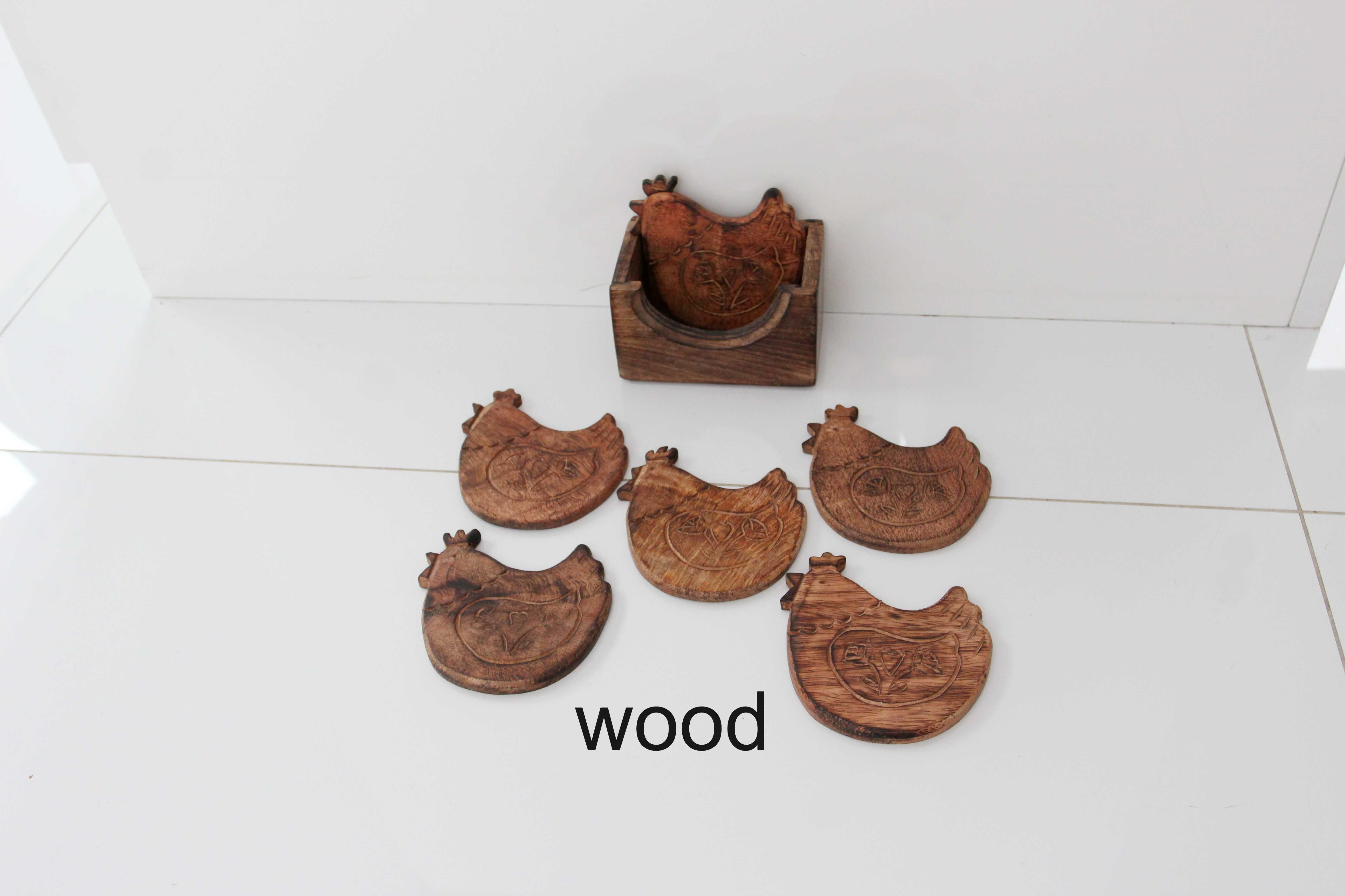 Podkładki- rzeźbione drewno hand made, vintage