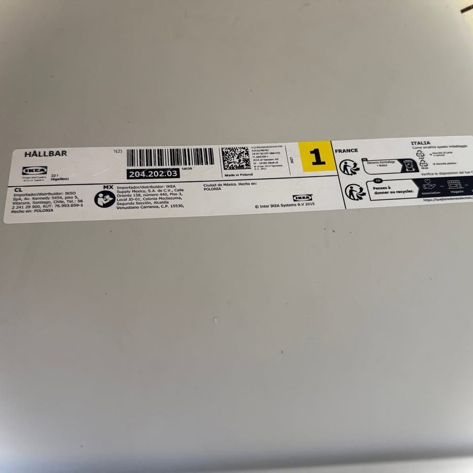 Kosz z pokrywką, jasnoszary, 22 l (HÅLLBAR - Ikea)