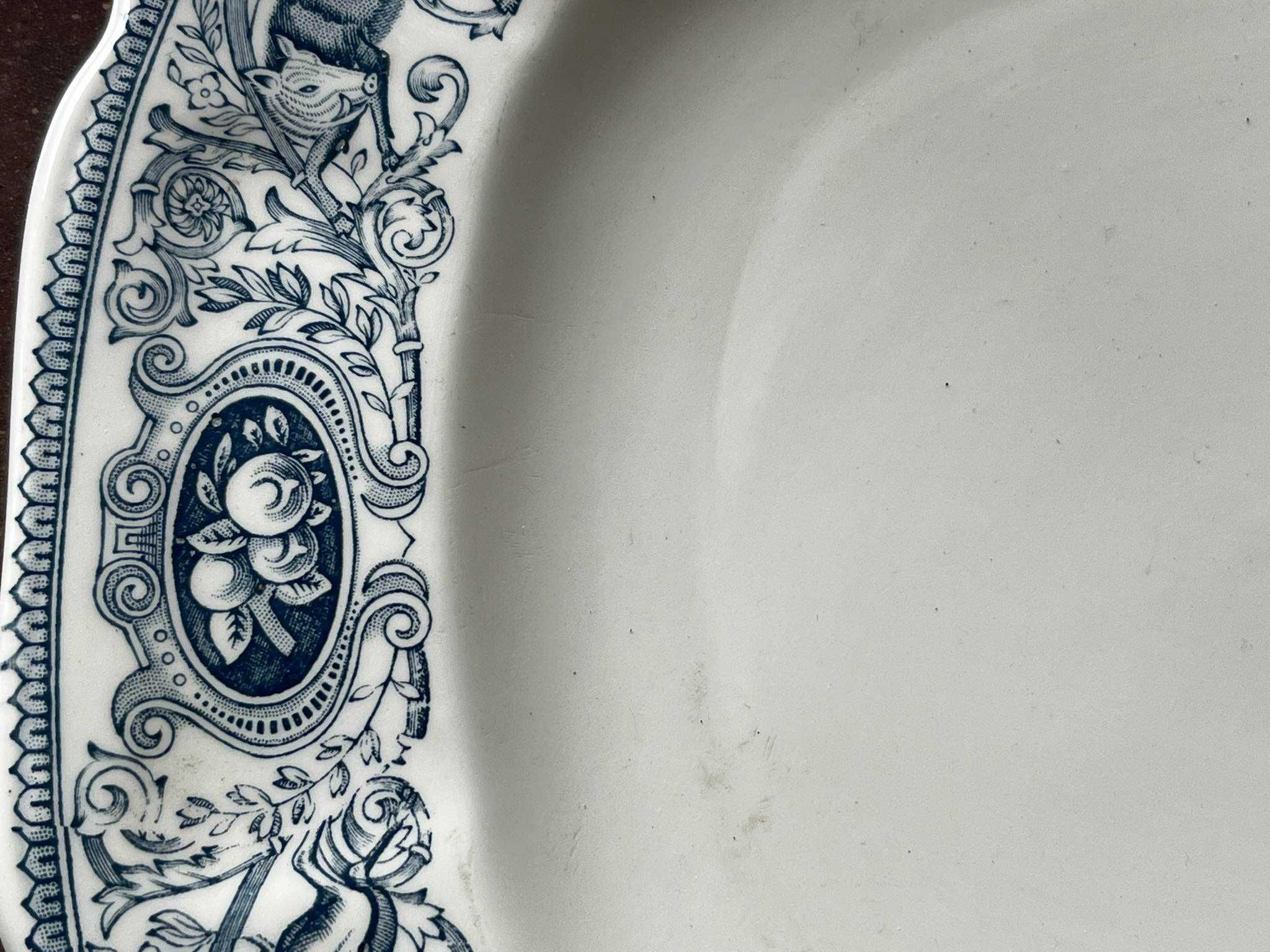 Porcelanowa stara patera półmisek Mason's  ironstone myśliwi dzik