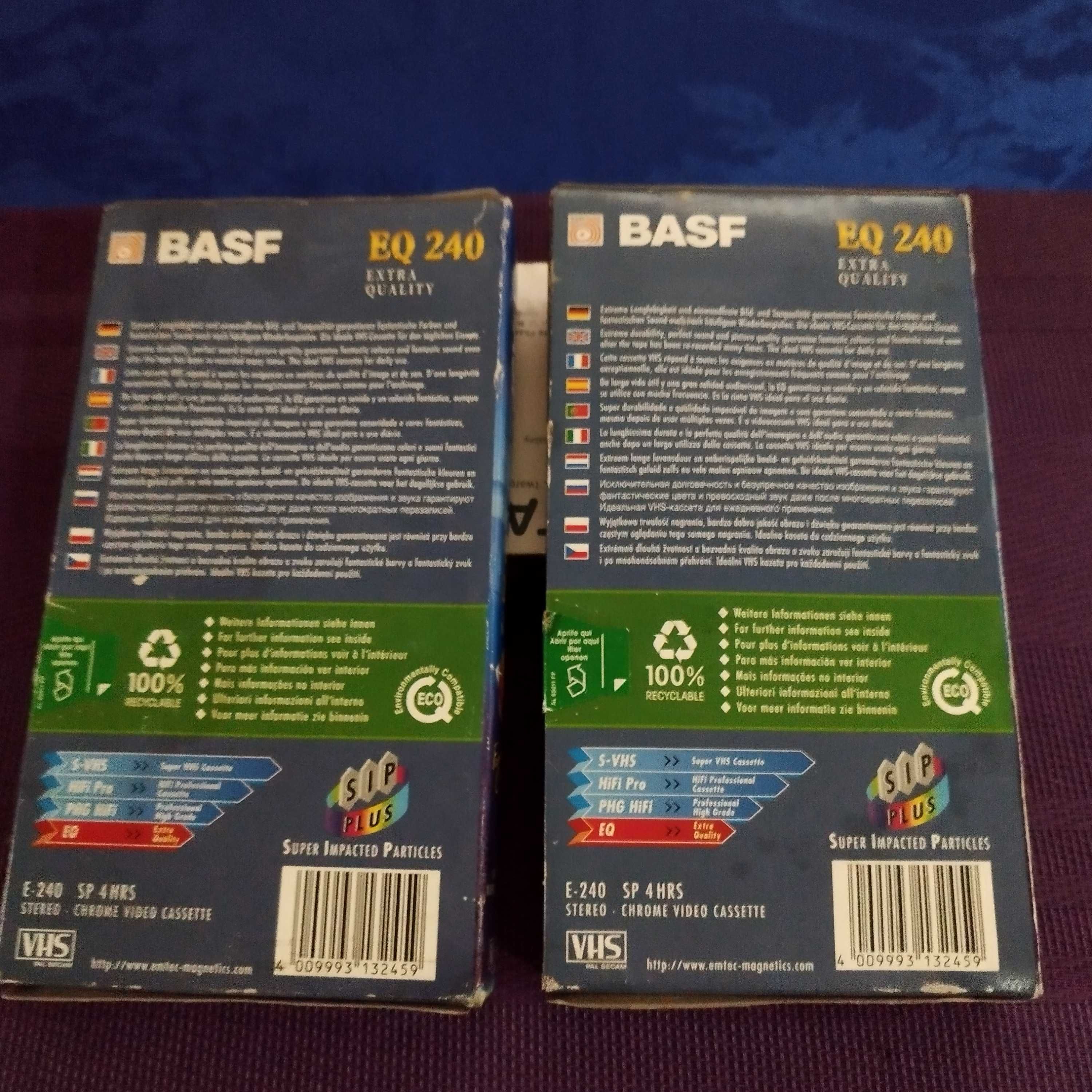 Kasety VHS EQ 240 BASF,nowe, plomba fabryczna.2 szt.