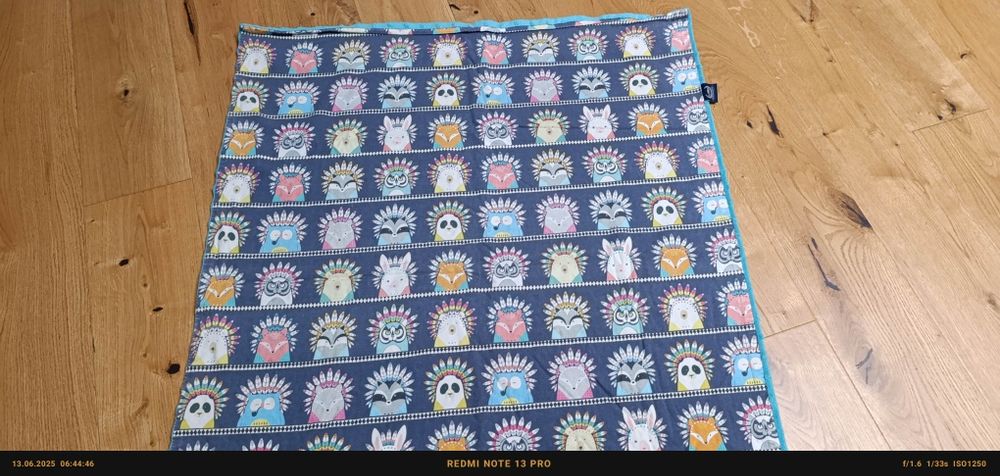 Kocyk LA MILLOU indianie zoo turkus