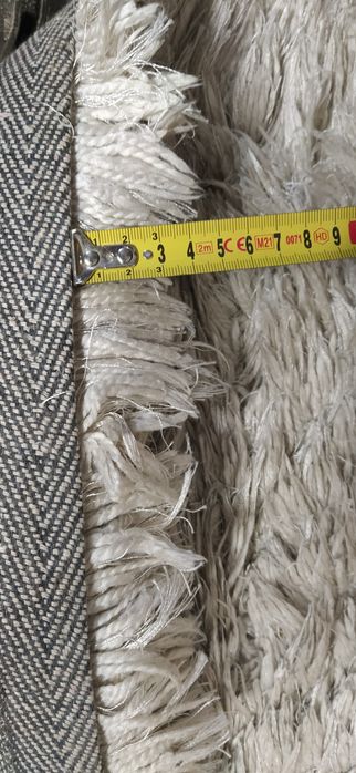 Dywan biały długie włosie 145x195