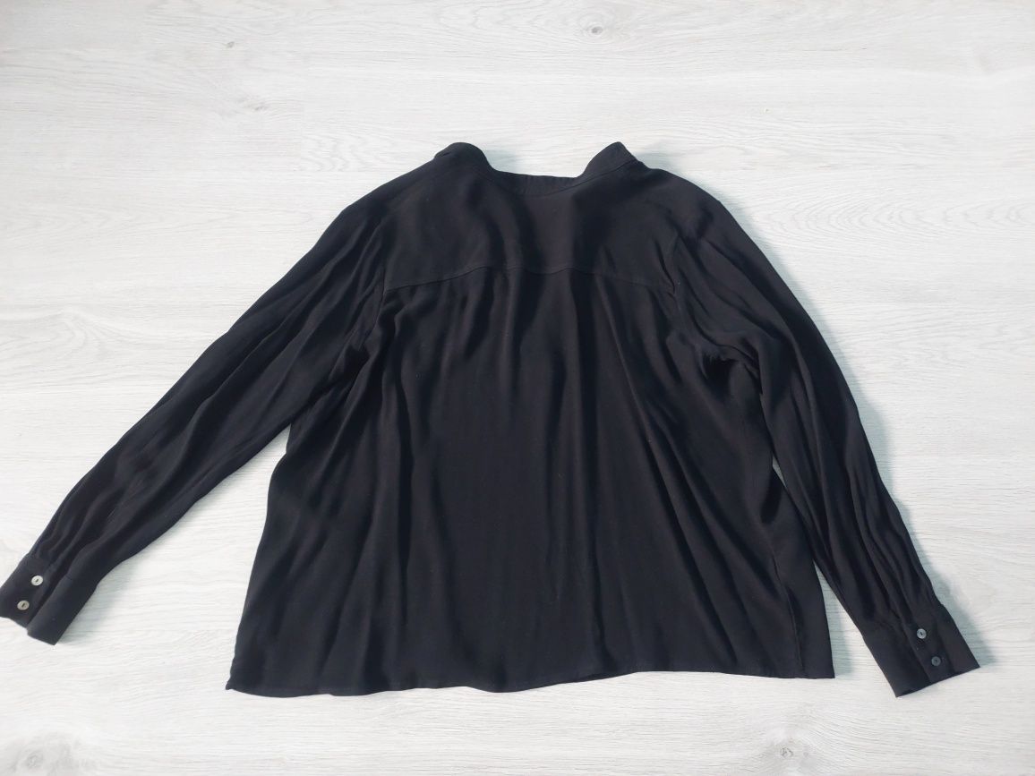 2XL bluza koszula damska czarna wiązanie kokarda stójka oversize