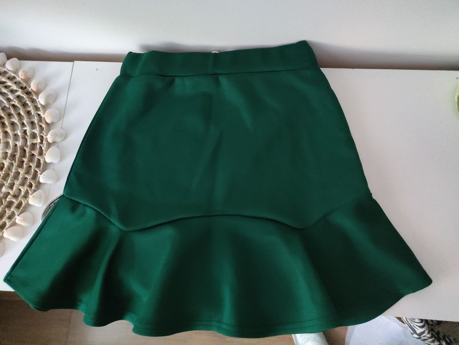 Mini spodnia spodnicza butelkowa zielen 34/36 jak nowa falbany