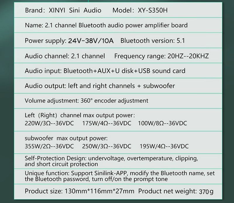 Wzmacniacz XY-S350H