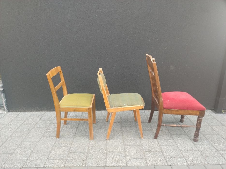 Zestaw starych krzeseł PRL stylizowane  lata 50, 60, 70, 80